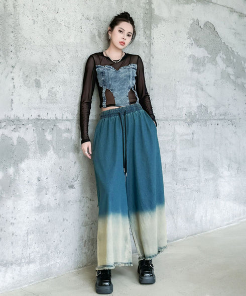 Gradient Contrast Color Denim